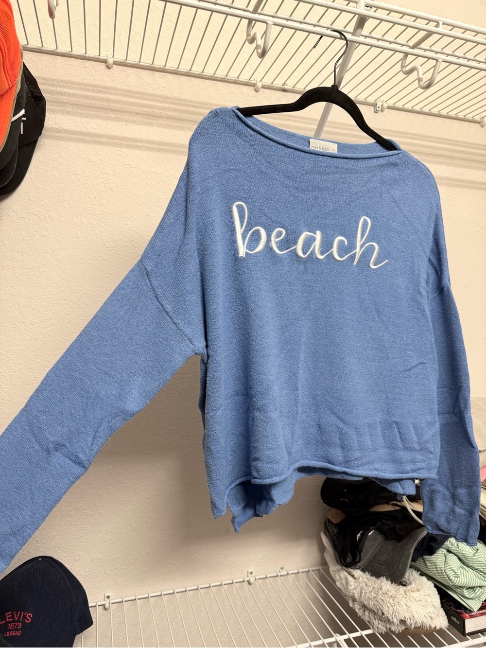 Light Blue 'Beach' Pullover Sweatshirt - Women's Casual Top